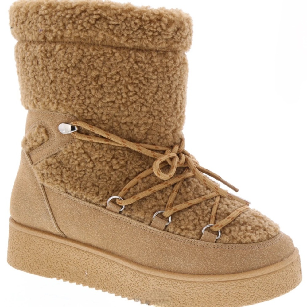 Women's Tan Sherpa Winter & Rain Boots - Picture 4 of 4
